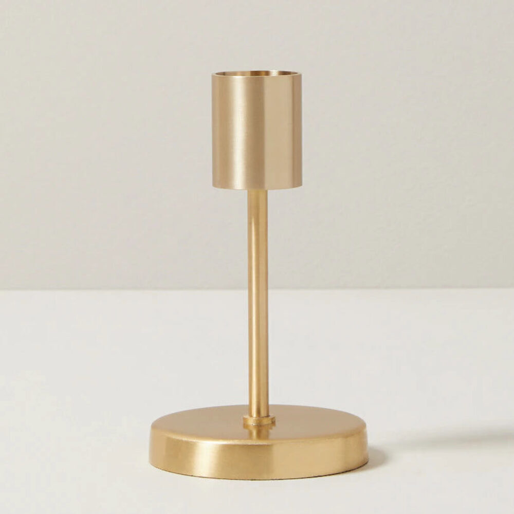 SHORT TAPER CANDLE HOLDER, GOLD